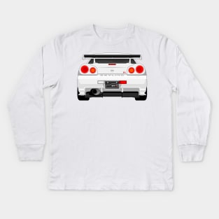 GTR R34 WHITE Kids Long Sleeve T-Shirt